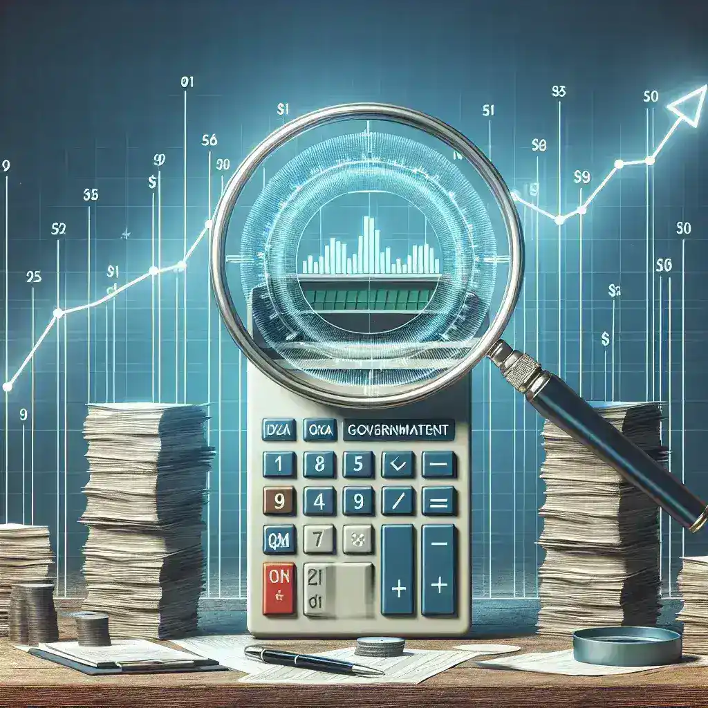 "Infographic illustrating Kemenkeu GPT technology enhancing accuracy in government financial data search and analysis"